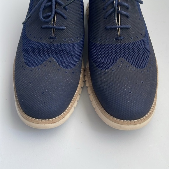 Cole Haan ZeroGrand Stitchlite Sneaker Marine Blue Wingtip Oxford Shoe Size 10.5 - Picture 3 of 7